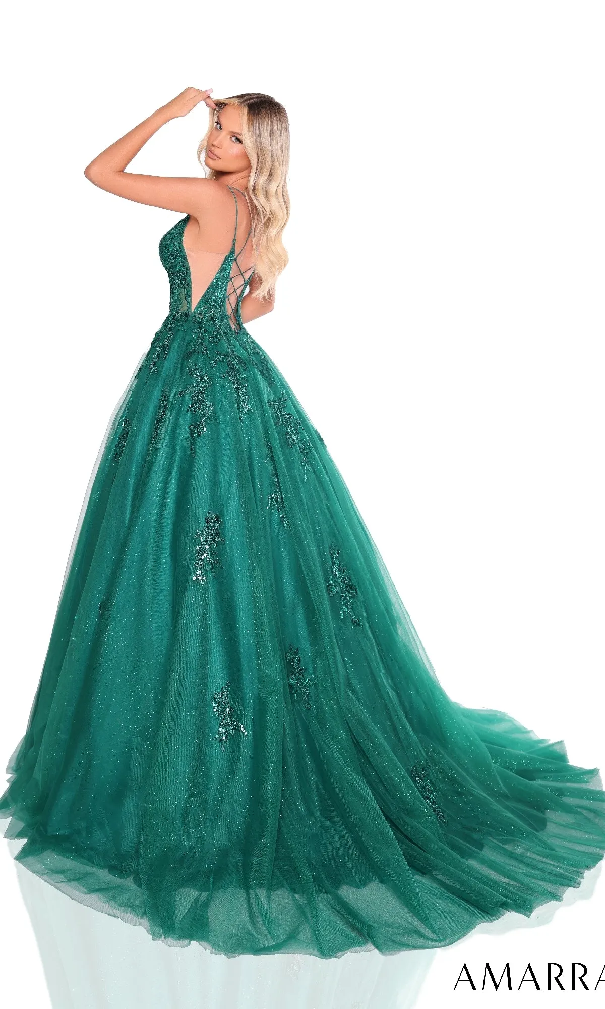 V-Neck Prom Ball Gown: Amarra 88370 sold by PromGirl product image thumbnail 2
