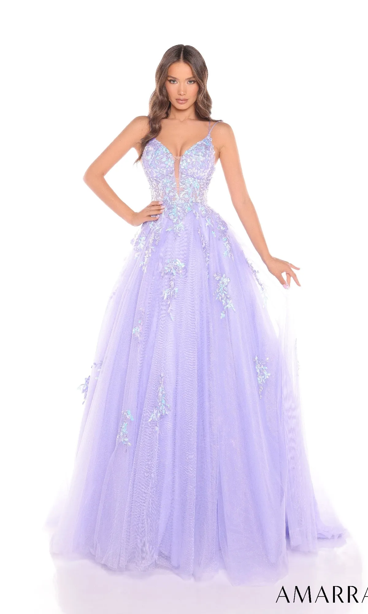 V-Neck Prom Ball Gown: Amarra 88370 sold by PromGirl product image thumbnail 3