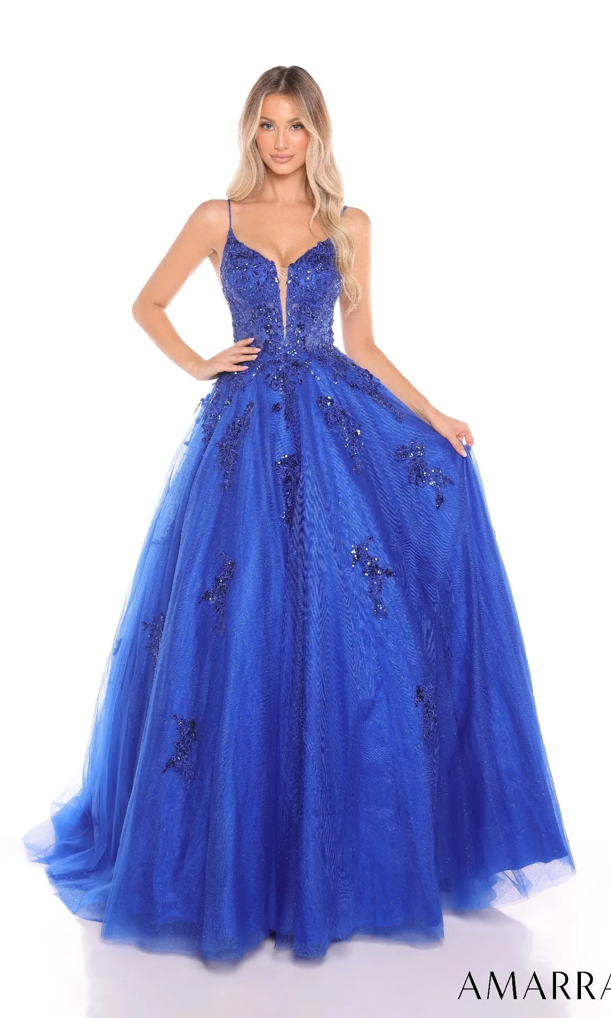 V-Neck Prom Ball Gown: Amarra 88370 sold by PromGirl product image thumbnail 5