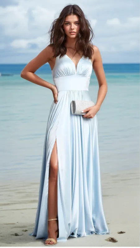 Empire-Waist Long A-Line Prom Dress: Chicas C242 sold by PromGirl