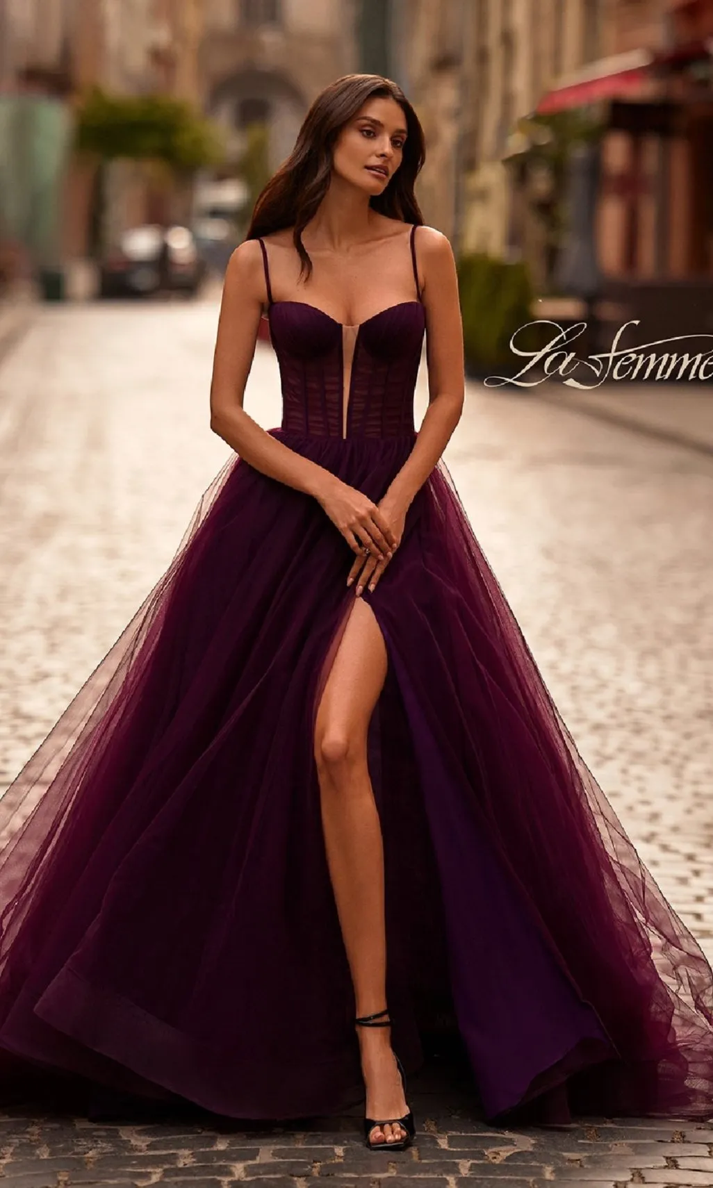 Tulle Prom Ball Gown with Pockets: La Femme 32700 sold by PromGirl