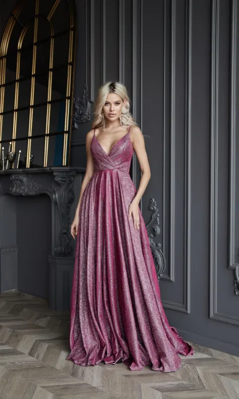 Long Glitter A-Line Prom Dress; Tina Holly TW079 sold by PromGirl