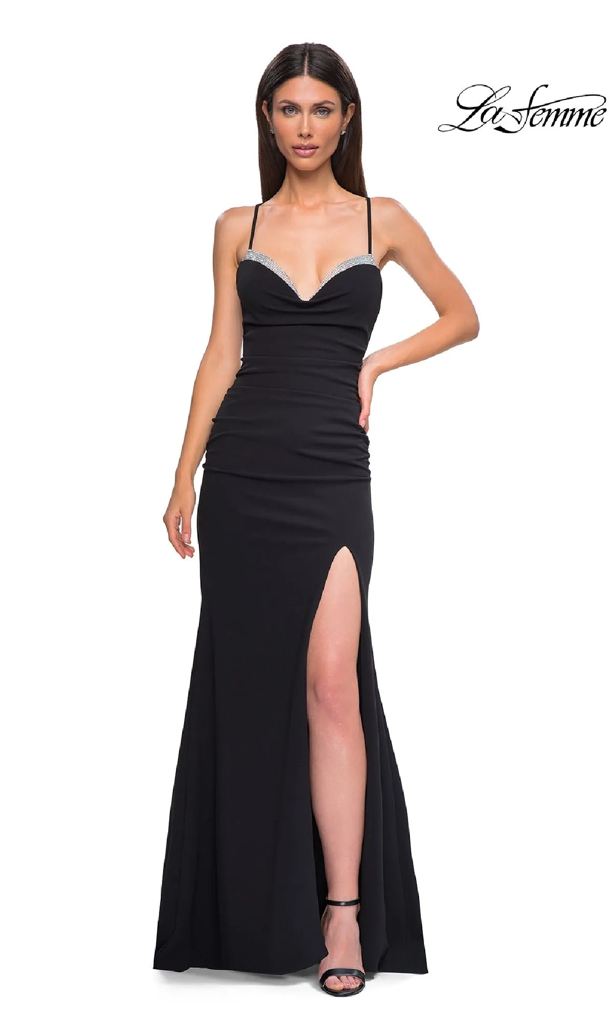 Lace-Up Open-Back Long Prom Dress: La Femme 32802 sold by PromGirl product image thumbnail 3