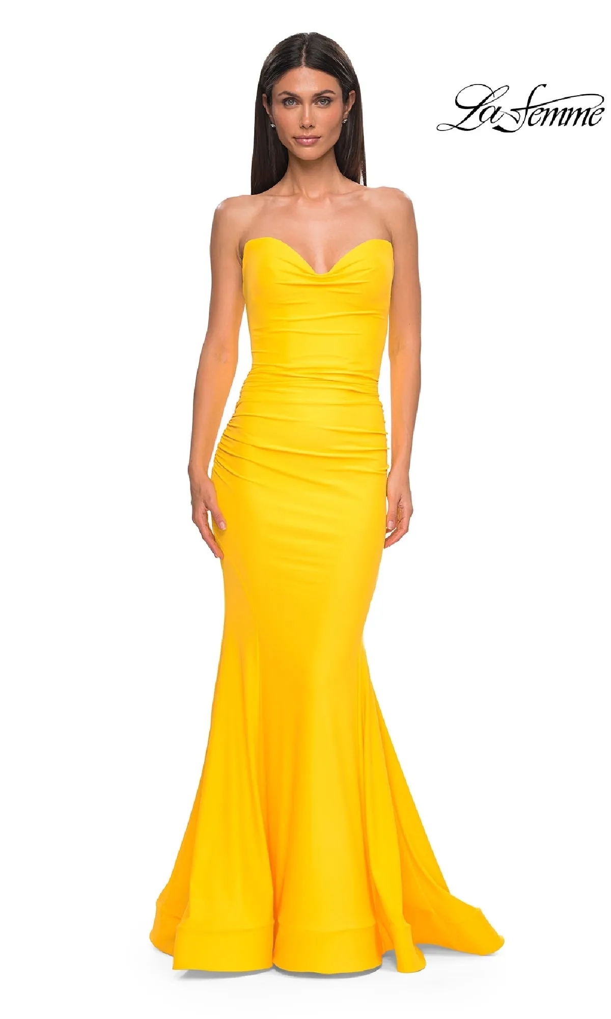 Lace-Up Strapless Long Prom Dress: La Femme 32872 sold by PromGirl product image thumbnail 3