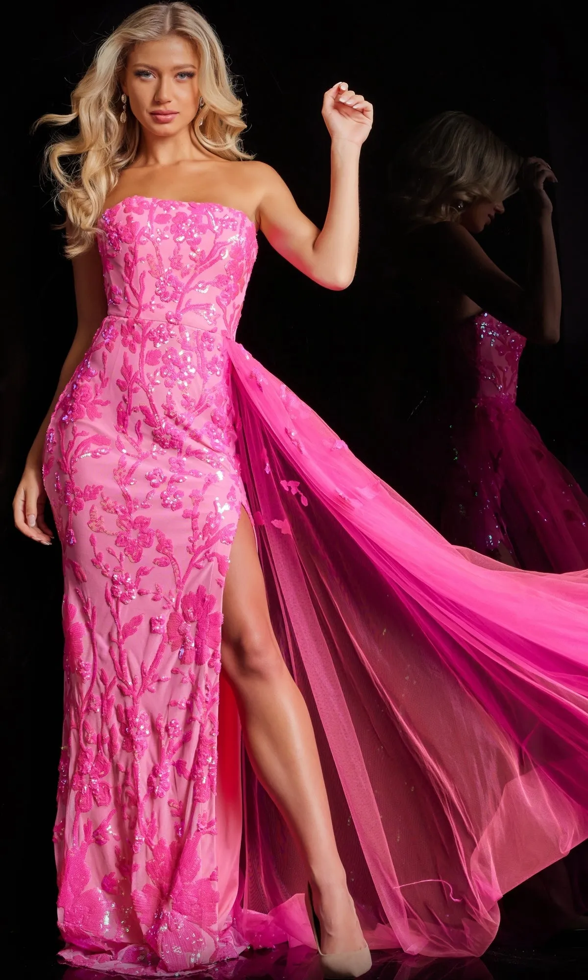 Jovani Strapless Long Neon Sequin Prom Dress 26134 sold by PromGirl product image thumbnail 3