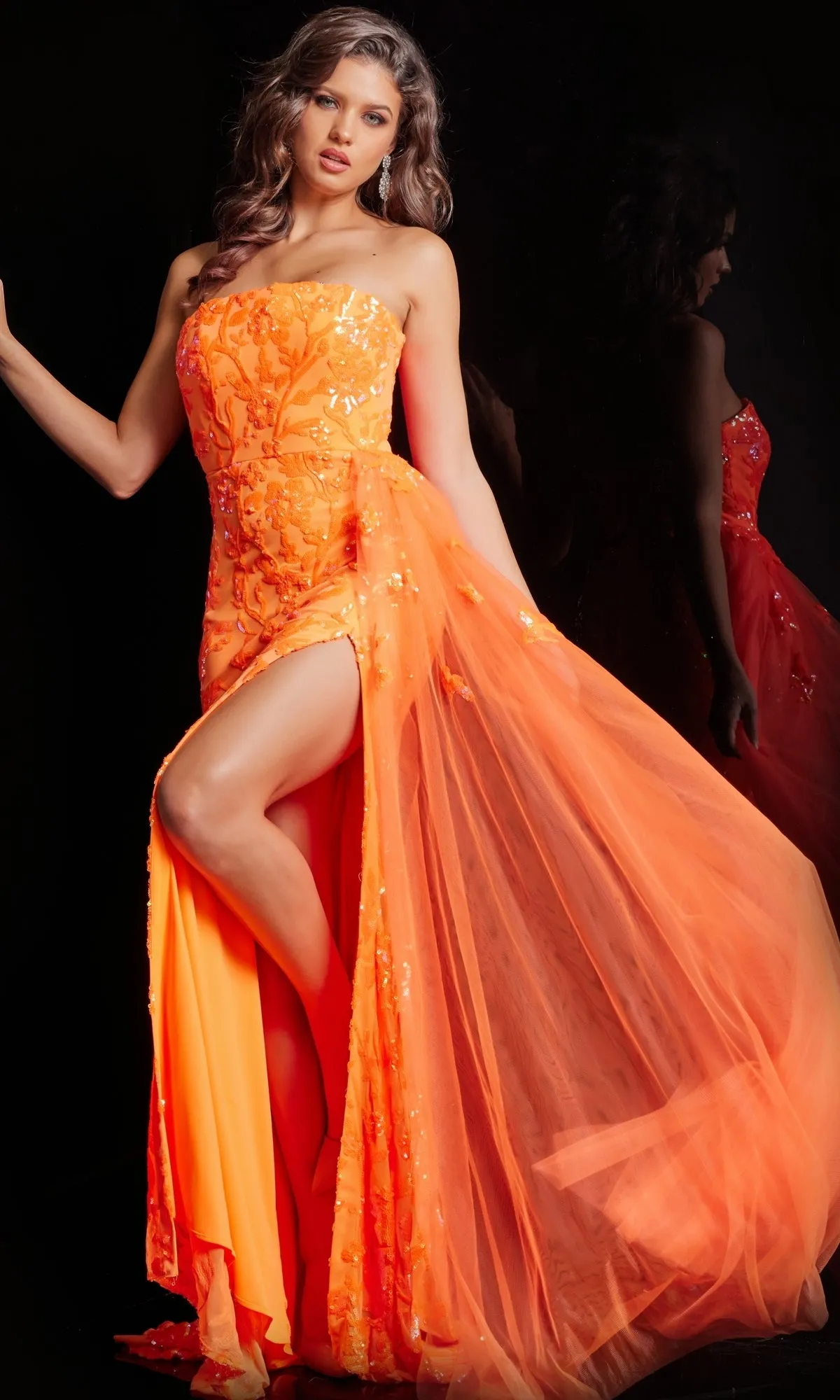 Jovani Strapless Long Neon Sequin Prom Dress 26134 sold by PromGirl product image thumbnail 4