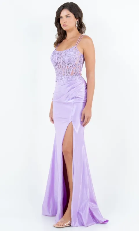 Lace-Up Lilac Prom Gown: Cinderella Couture 8185J sold by PromGirl