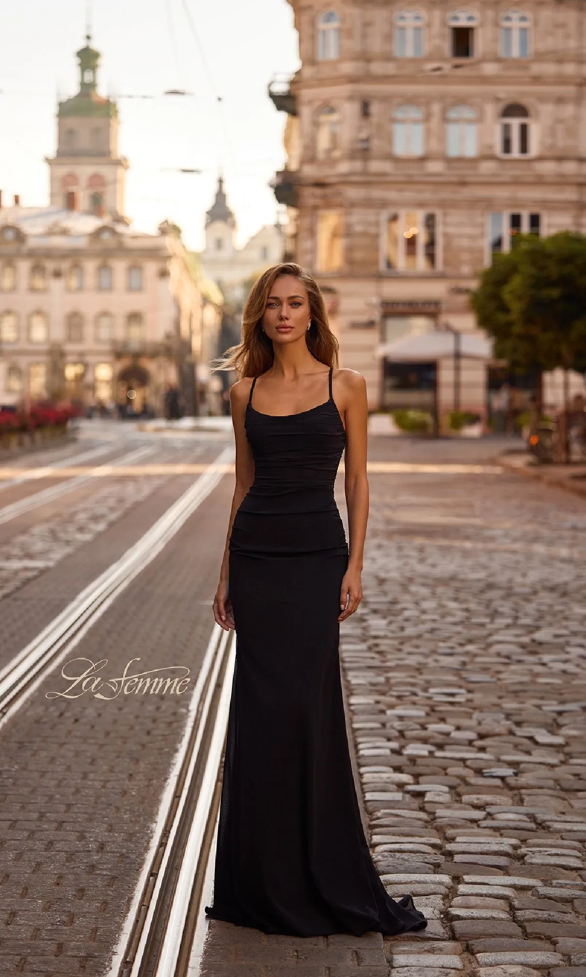 Strappy-Back Tight Long Prom Dress: La Femme 33086 sold by PromGirl product image thumbnail 4