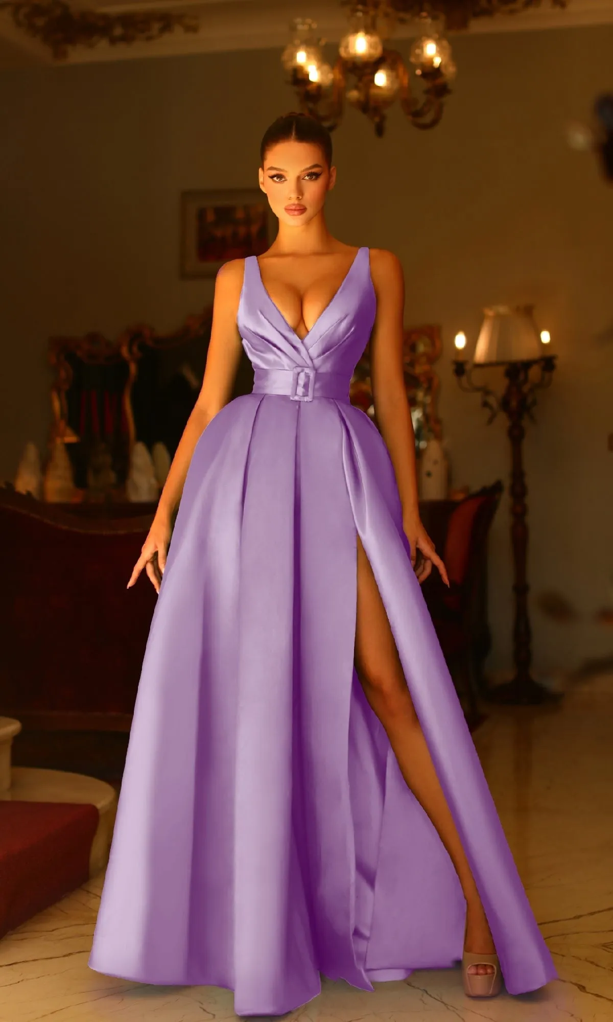 Belted Long Prom Ball Gown: Tina Holly BB209 sold by PromGirl product image thumbnail 5