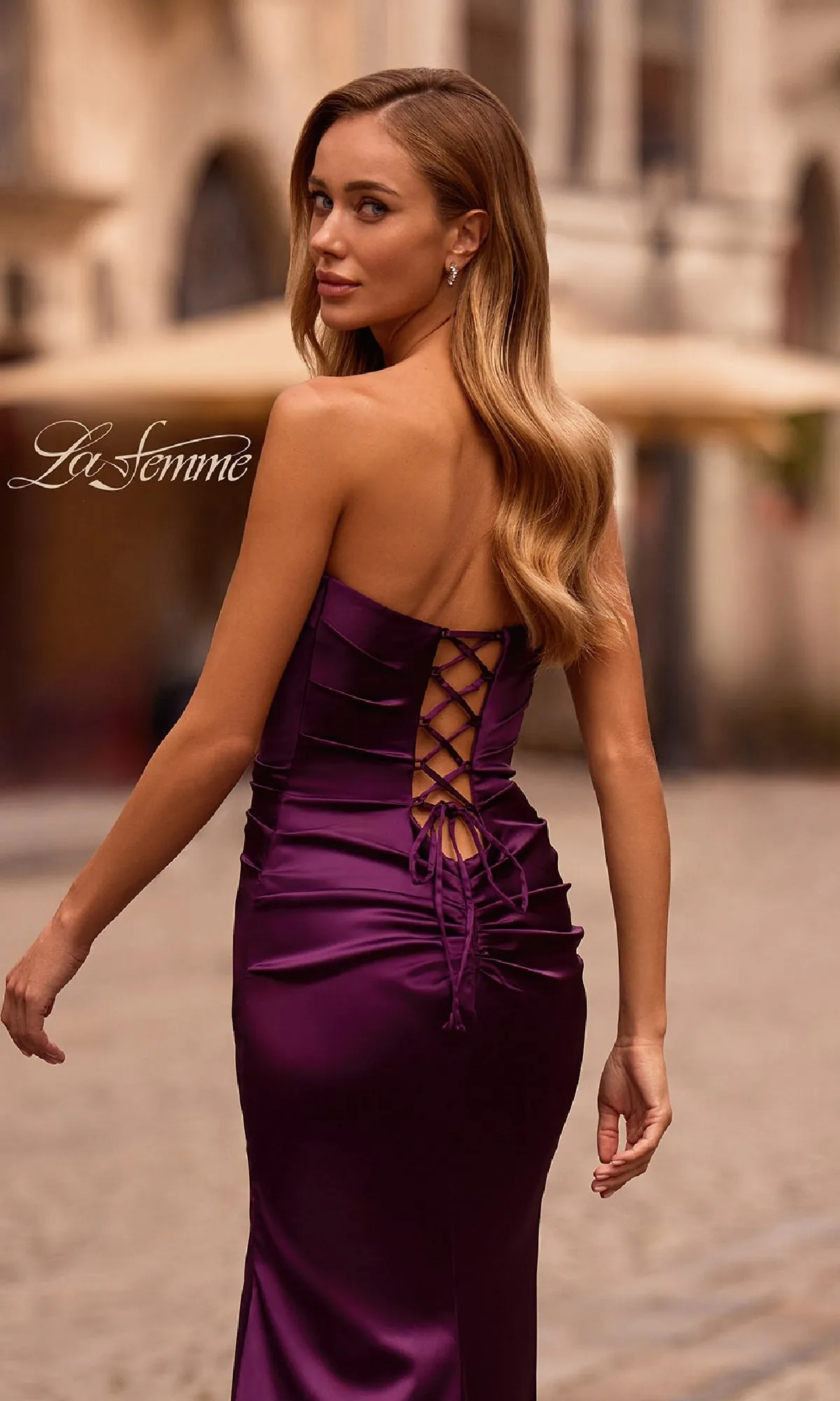 Strapless Long Satin Prom Dress: La Femme 32952 sold by PromGirl product image thumbnail 5