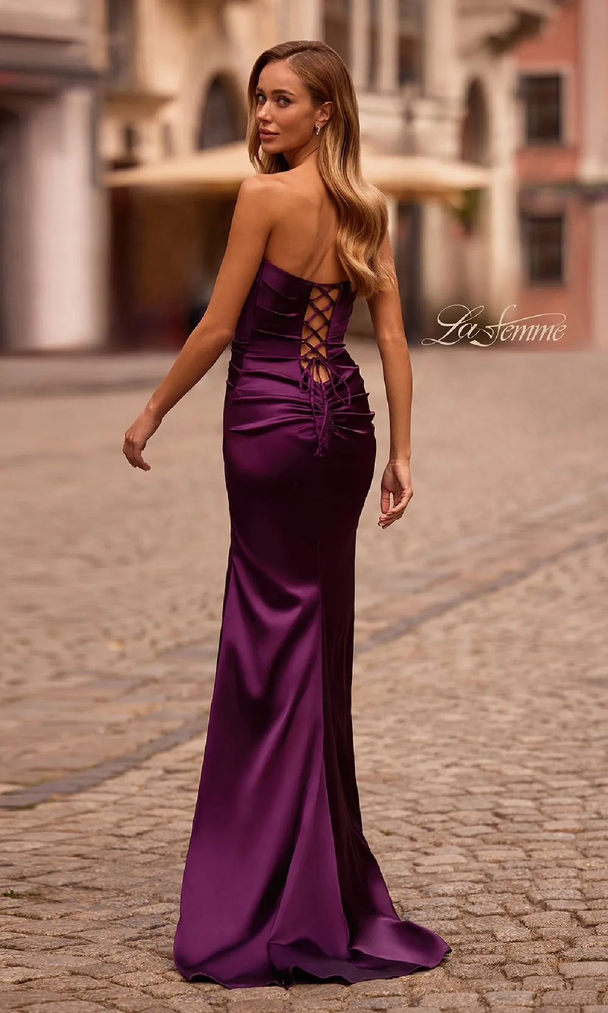 Strapless Long Satin Prom Dress: La Femme 32952 sold by PromGirl product image thumbnail 2