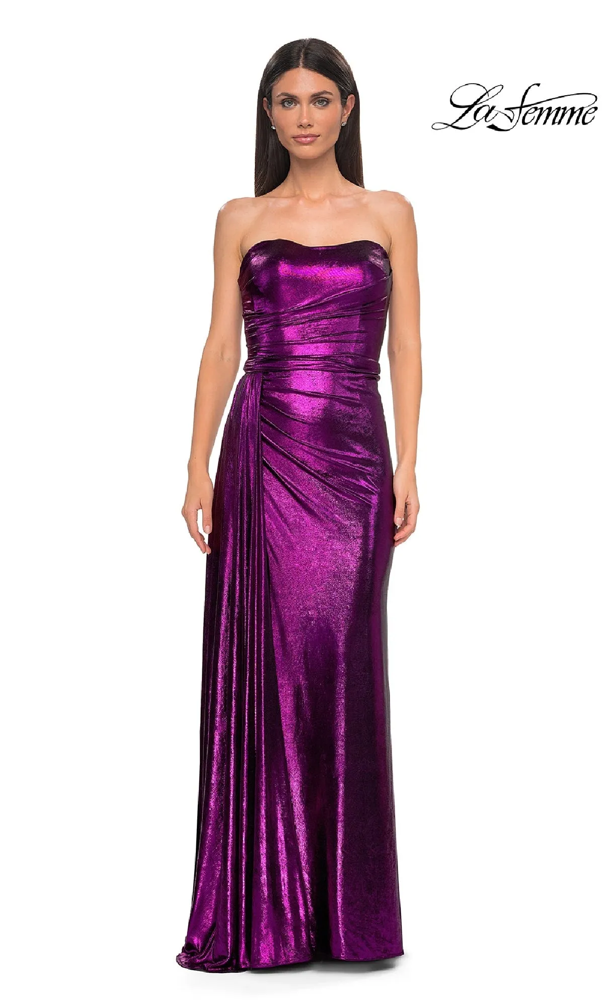 Strapless Long Metallic Prom Dress: La Femme 32830 sold by PromGirl product image thumbnail 4