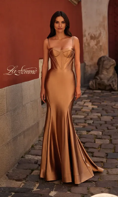 Long Corset Mermaid Prom Dress: La Femme 32555 sold by PromGirl