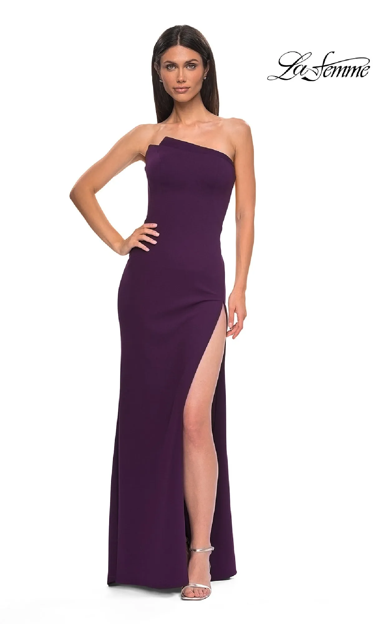 Asymmetrical Strapless Prom Gown: La Femme 32849 sold by PromGirl product image thumbnail 4
