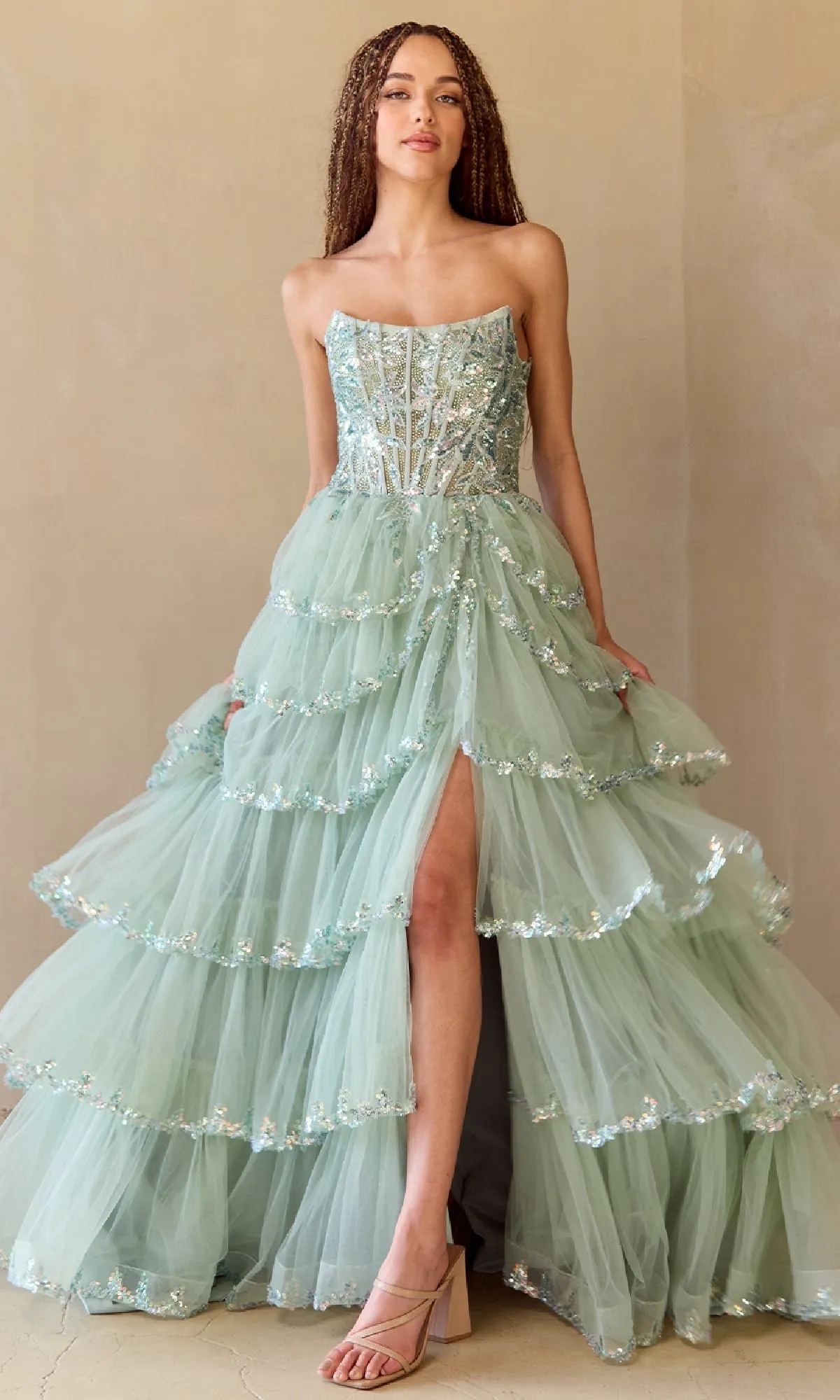 Ruffled Strapless Prom Dress: Amelia Couture 4033 sold by PromGirl product image thumbnail 5