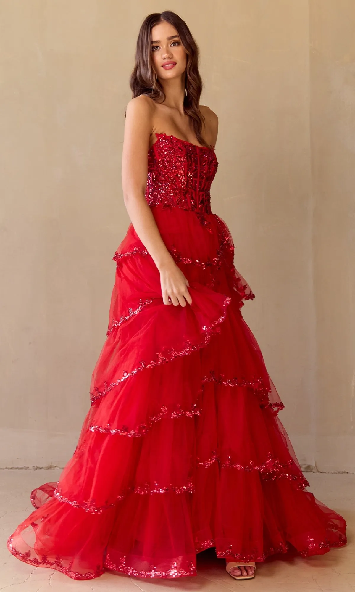 Ruffled Strapless Prom Dress: Amelia Couture 4033 sold by PromGirl product image thumbnail 3