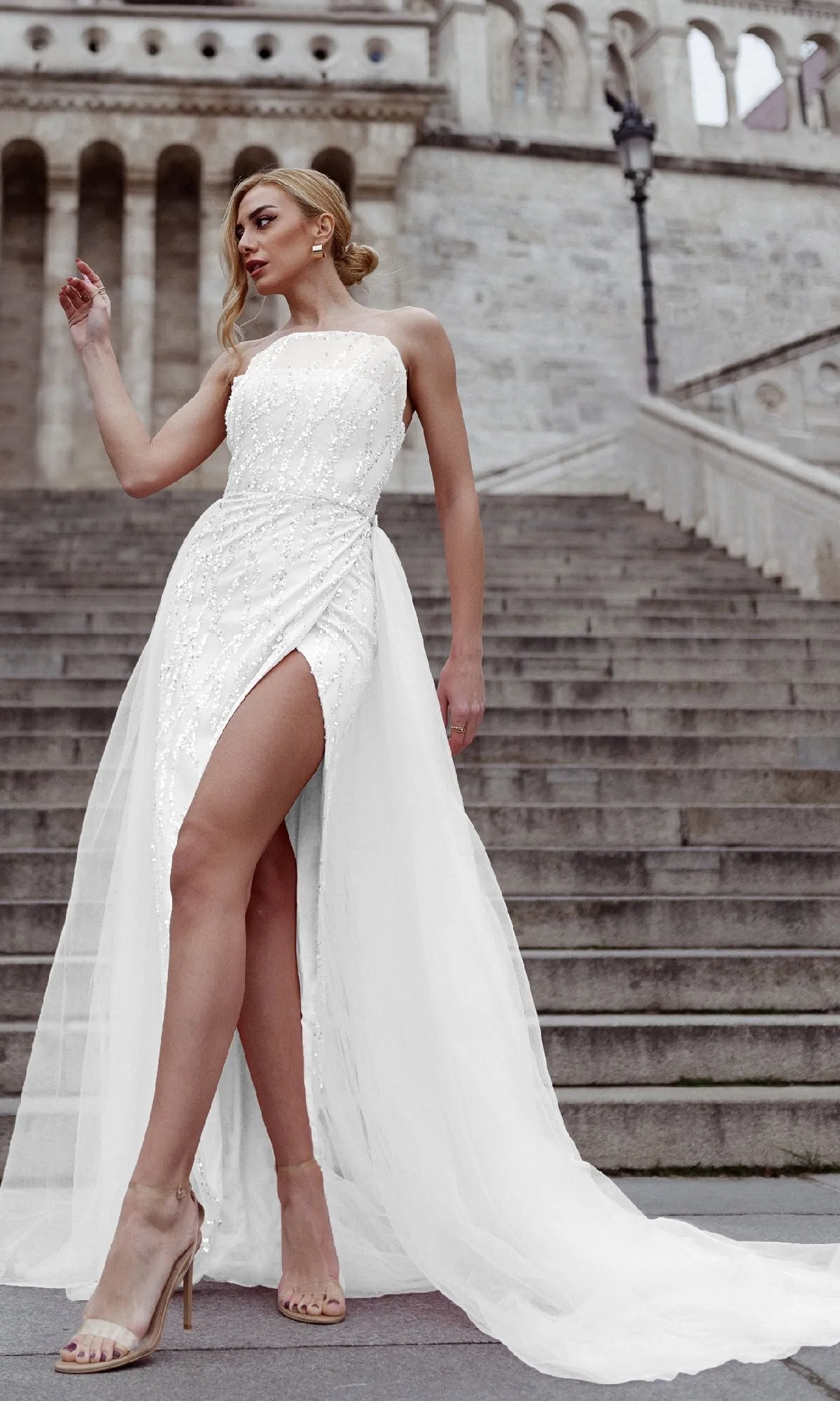 Overskirt Strapless Prom Gown: Tina Holly TK118 sold by PromGirl product image thumbnail 4