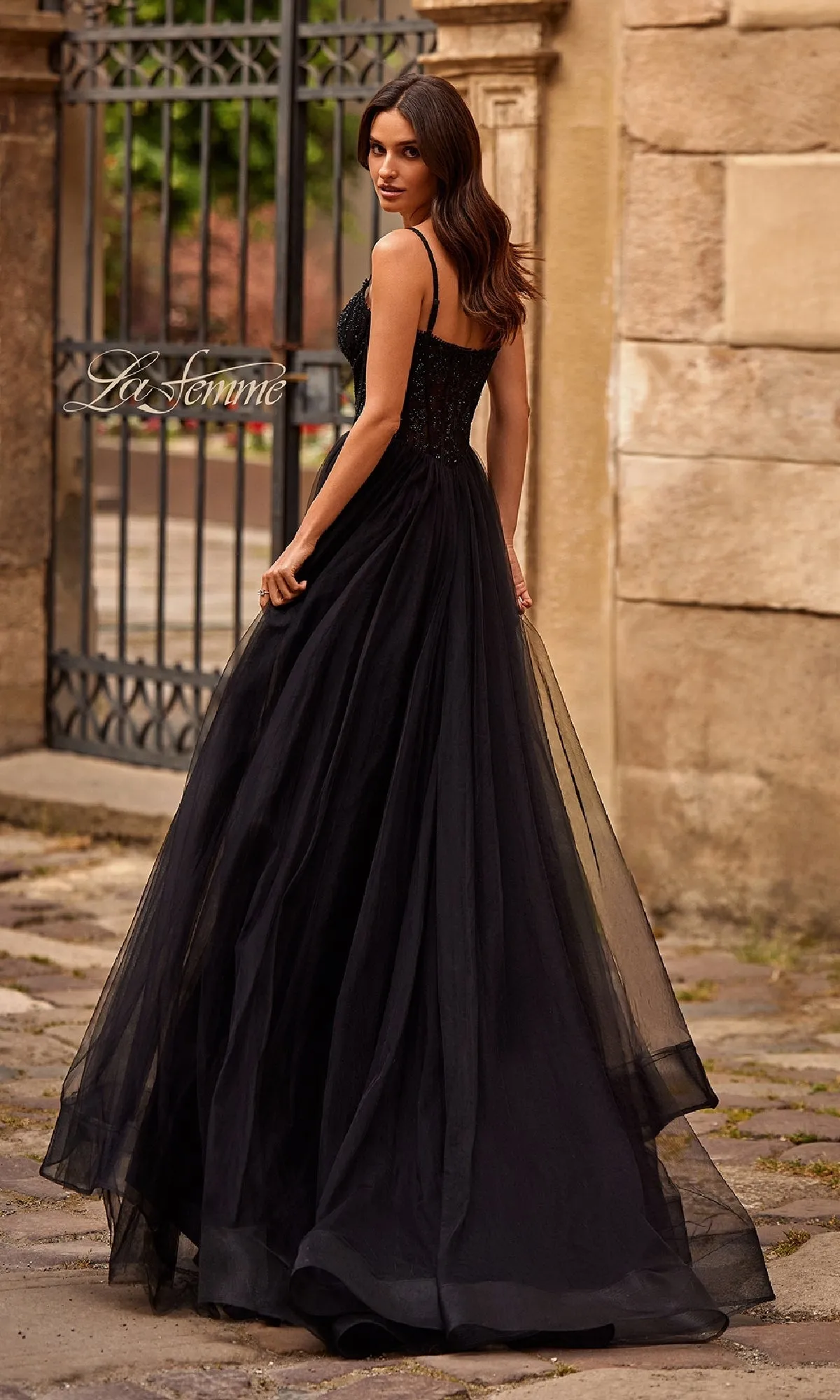 Beaded-Bodice Long Prom Ball Gown: La Femme 32594 sold by PromGirl product image thumbnail 2