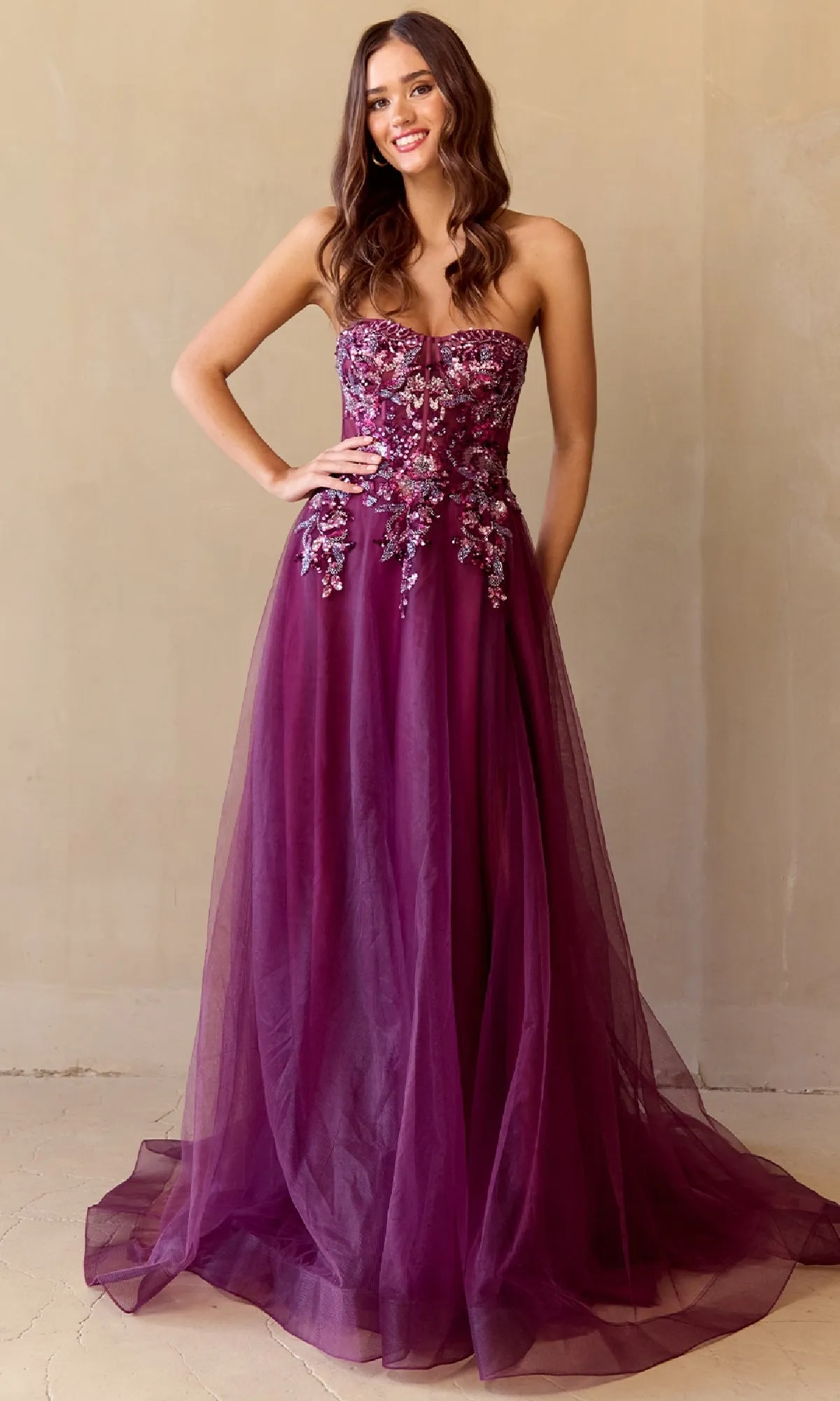 Strapless A-Line Prom Gown: Amelia Couture 4031 sold by PromGirl product image thumbnail 5