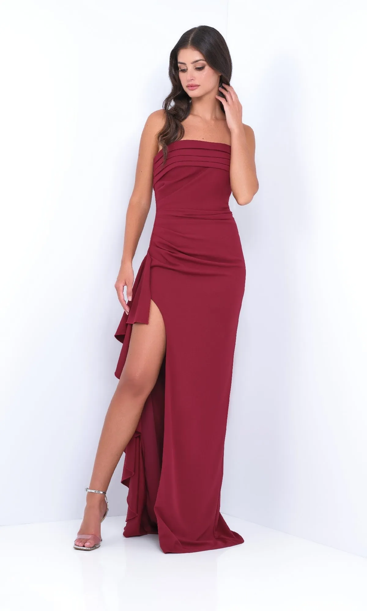 Strapless Long Ruffle Prom Dress: Velvi Marie sold by PromGirl product image thumbnail 3