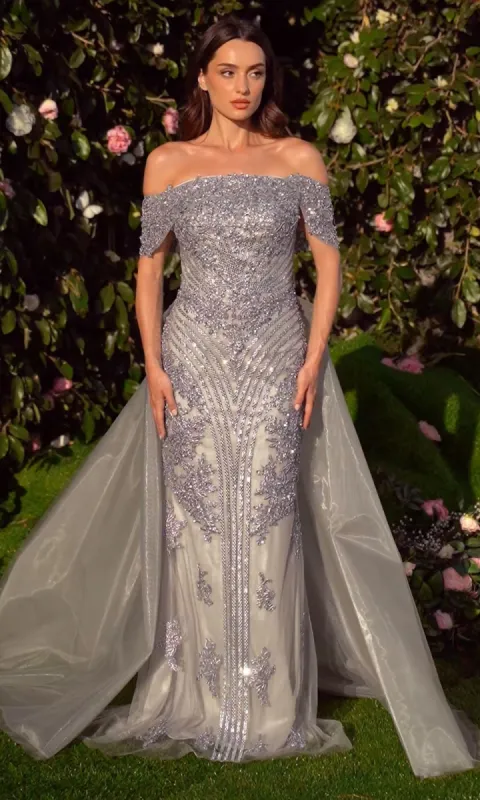 Long Silver Prom Ball Gown: Andrea & Leo MA103 sold by PromGirl