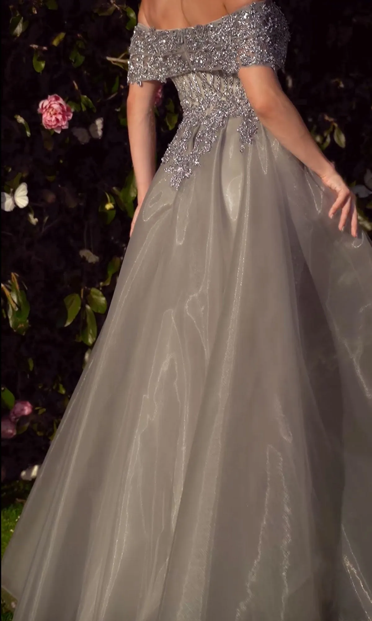 Long Silver Prom Ball Gown: Andrea & Leo MA103 sold by PromGirl product image thumbnail 2