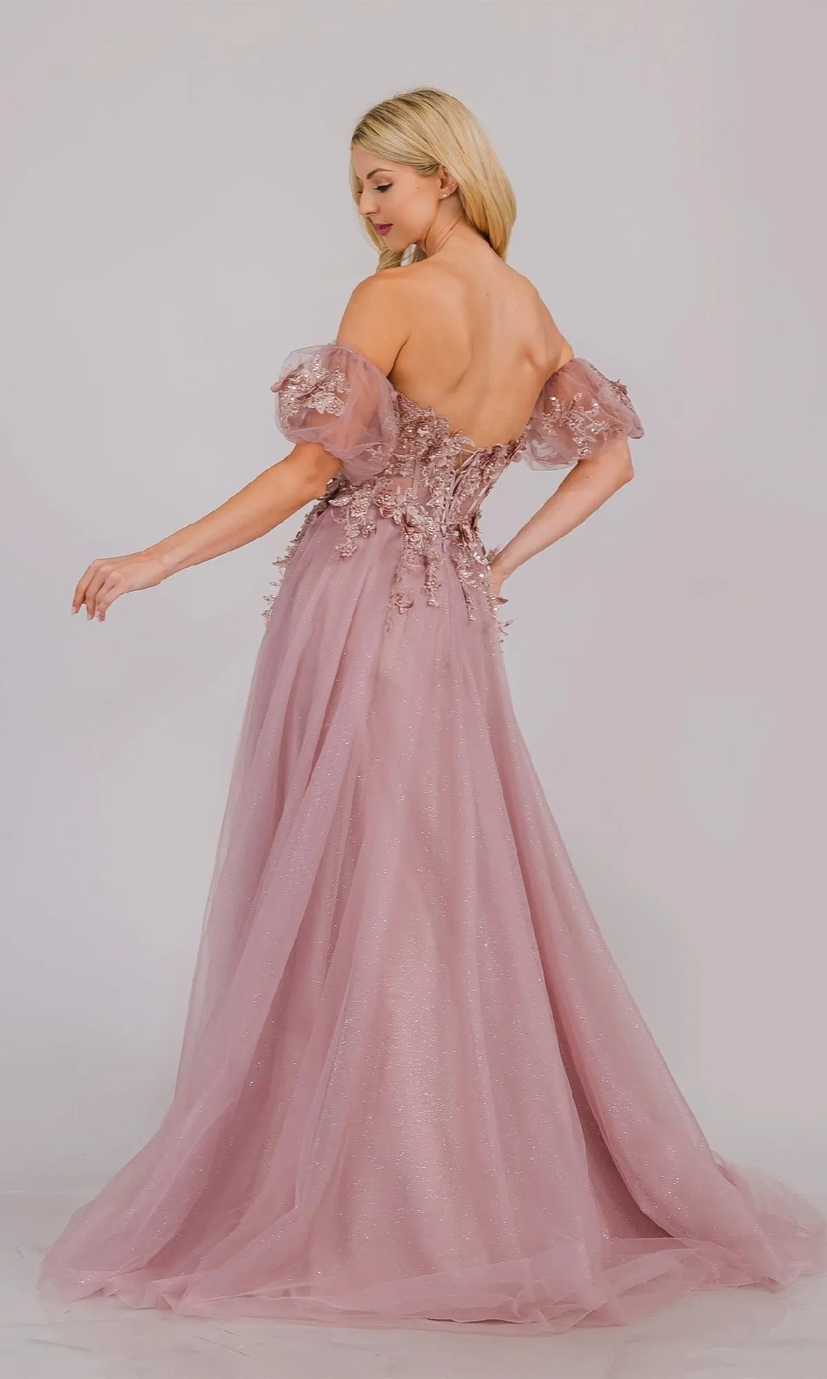 Puff-Sleeve Long Prom Dress: Amelia Couture 3041 sold by PromGirl product image thumbnail 2