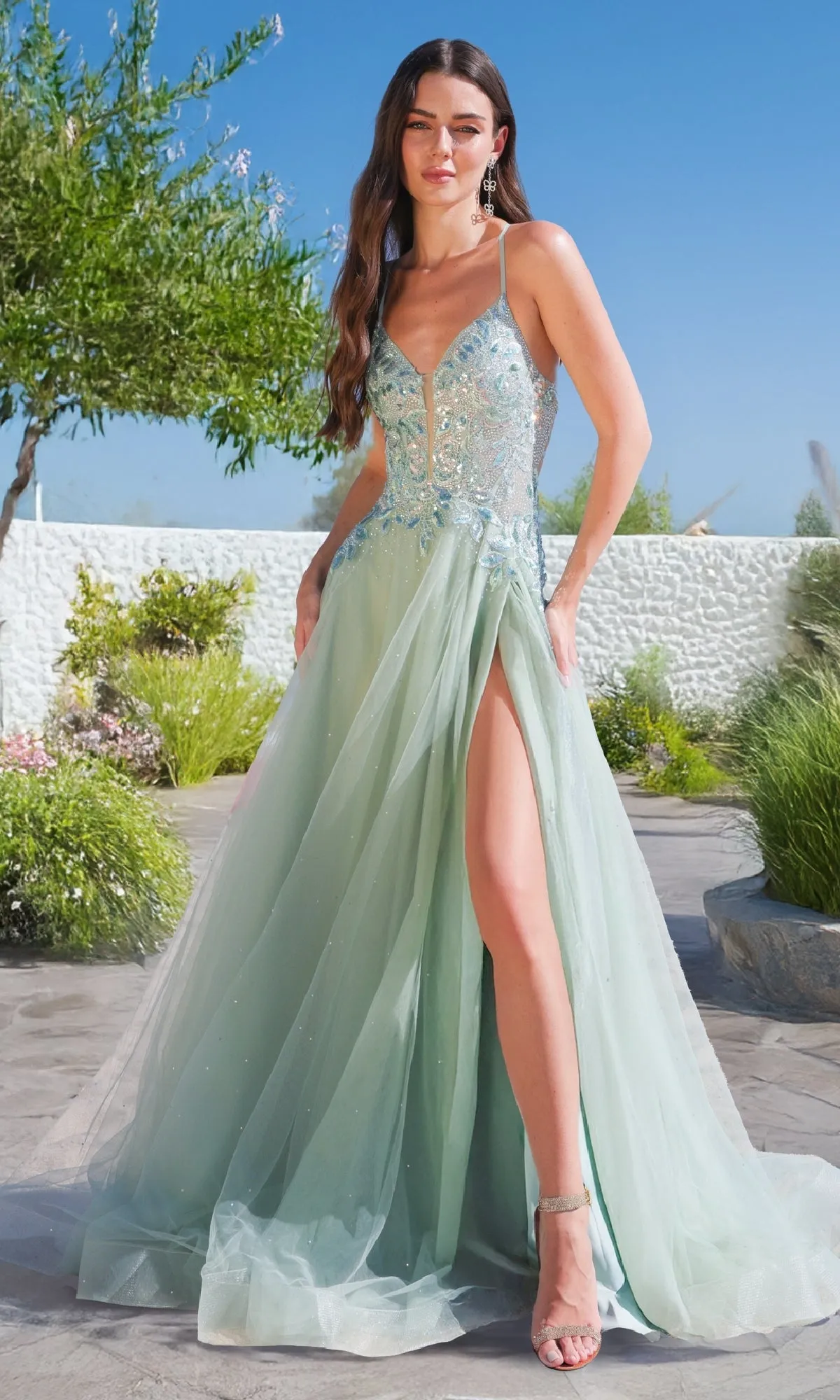 Long A-Line Prom Dress: Amelia Couture TM1028 sold by PromGirl