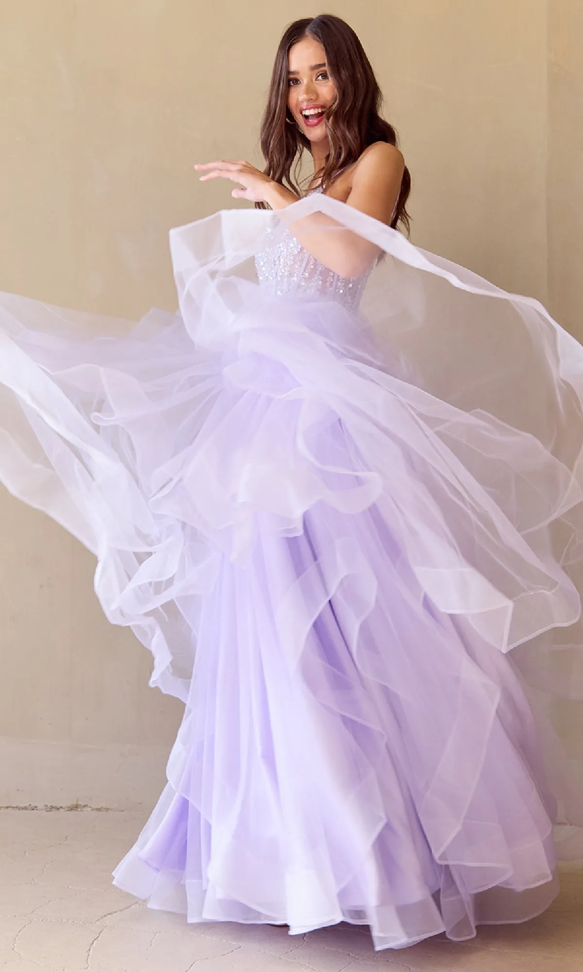 Long Glitter Prom Ball Gown: Amelia Couture 5068 sold by PromGirl product image thumbnail 4