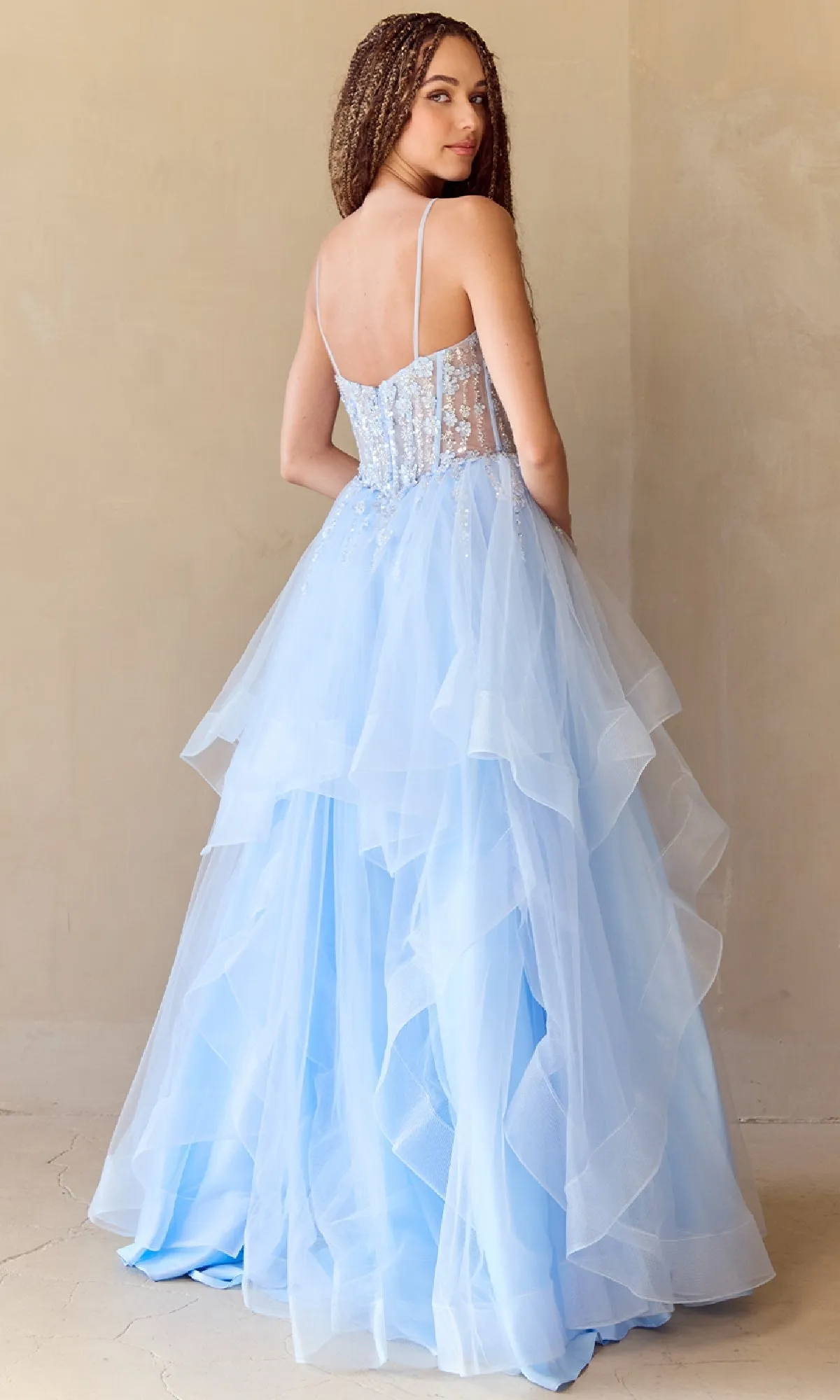 Long Glitter Prom Ball Gown: Amelia Couture 5068 sold by PromGirl product image thumbnail 2