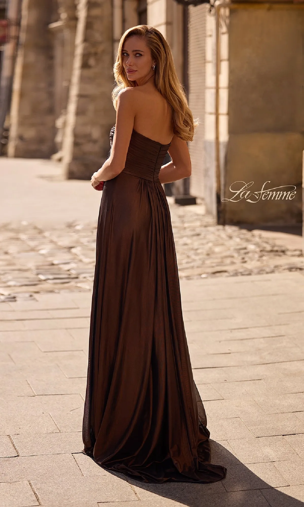 Strapless Long Metallic Prom Dress: La Femme 33047 sold by PromGirl product image thumbnail 2