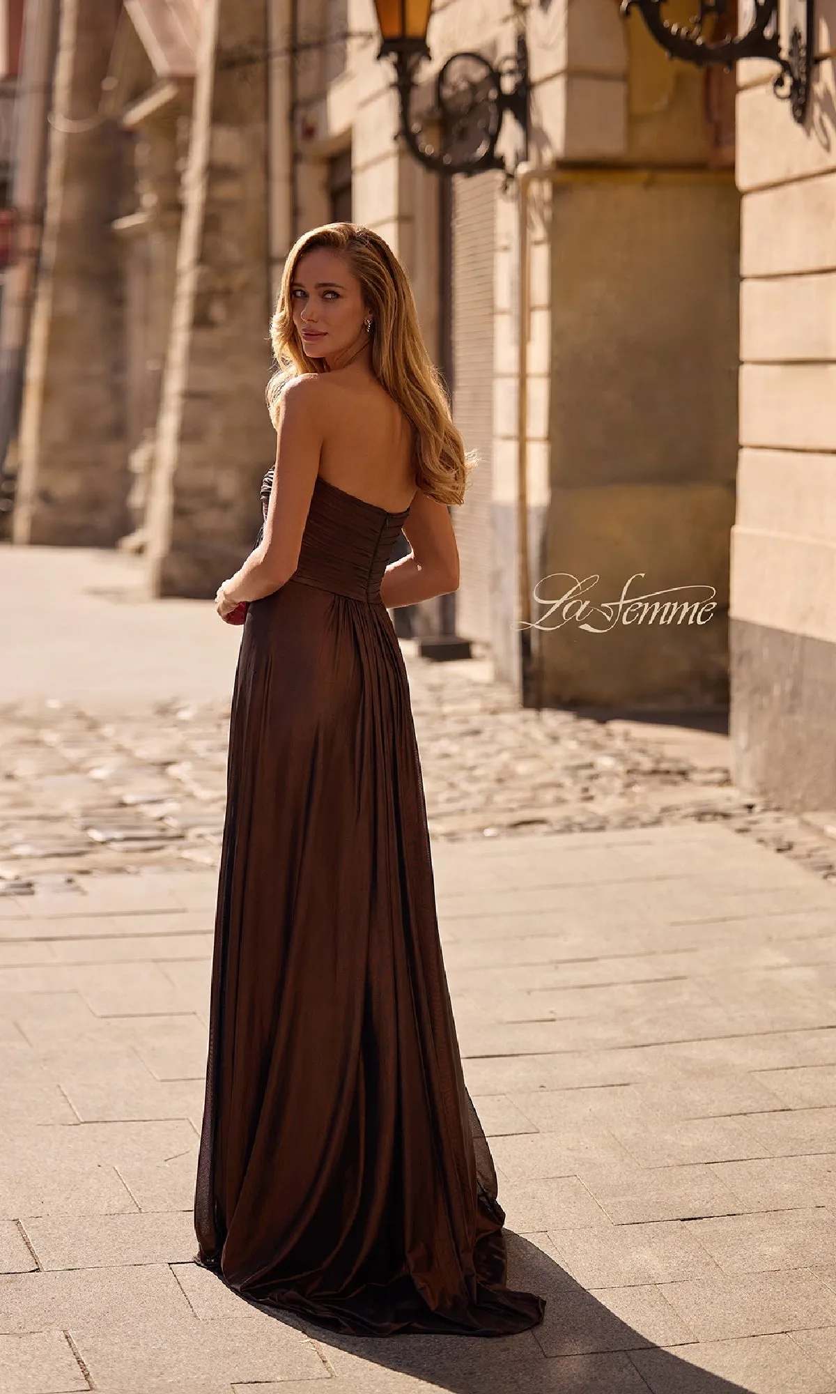 Strapless Long Metallic Prom Dress: La Femme 33047 sold by PromGirl product image thumbnail 5