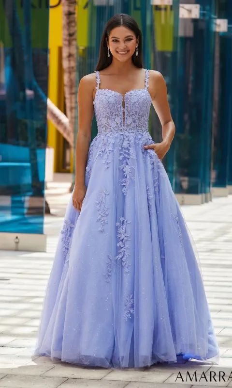Floral Lace Prom Ball Gown: Amarra 88590 sold by PromGirl