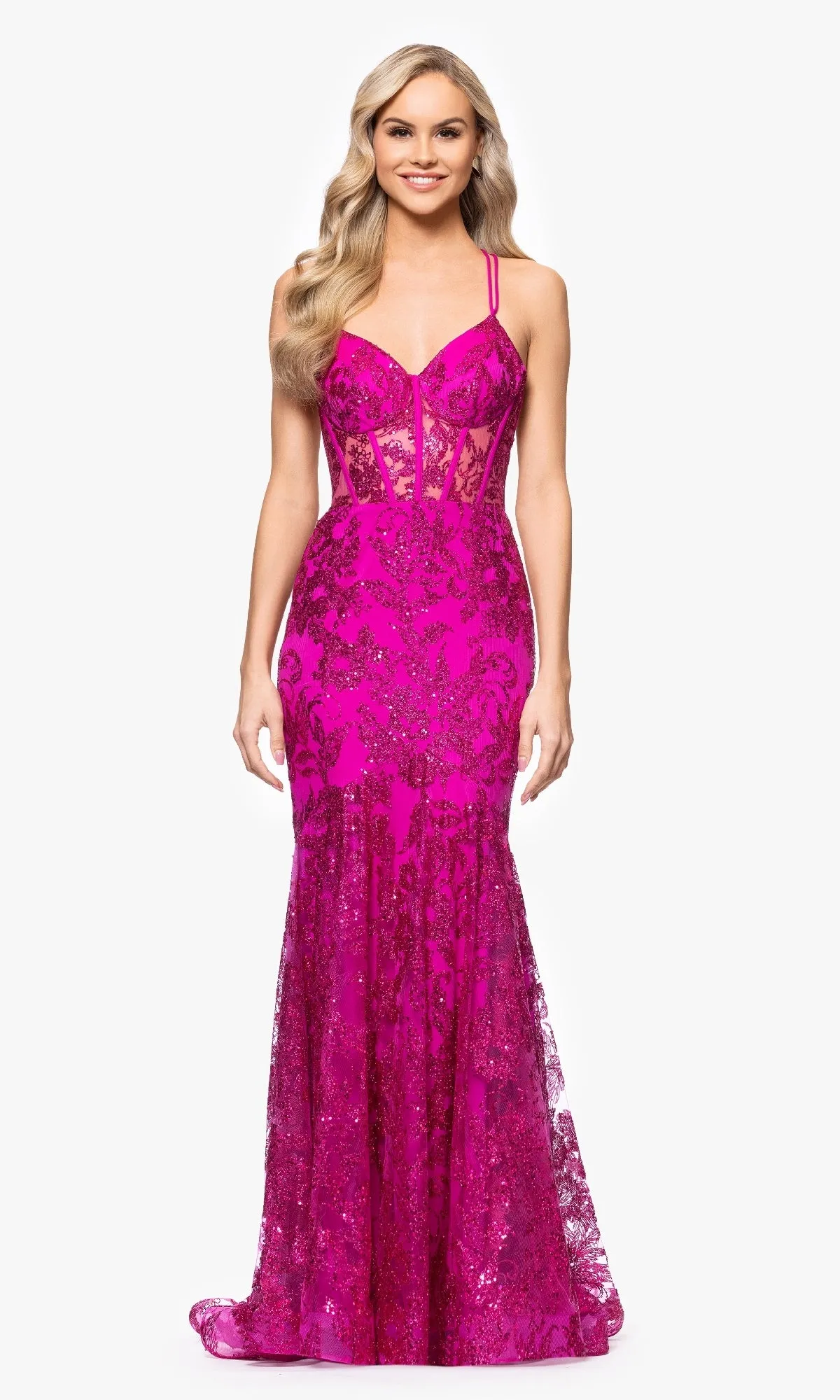 Long Glitter Prom Dress: Blondie Nites 3960BN sold by PromGirl product image thumbnail 3