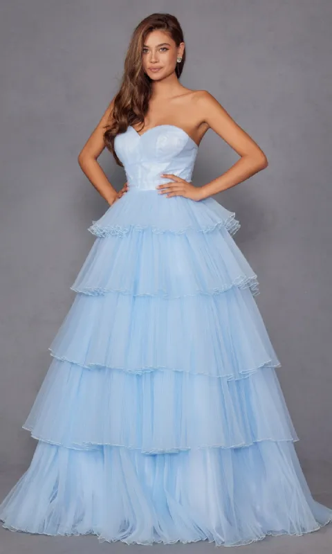 Light Blue Prom Ball Gown: Juliet JT2452K sold by PromGirl