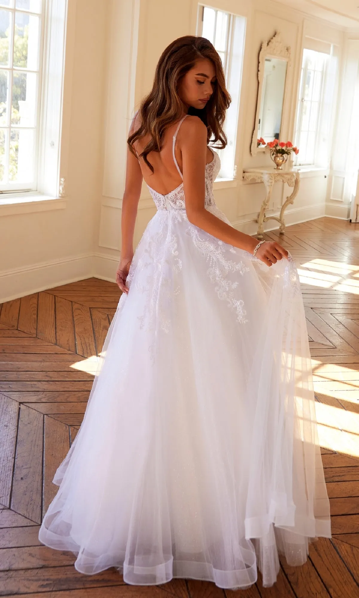 Long Off-White Prom Dress: Juliet JT2482SW sold by PromGirl product image thumbnail 2
