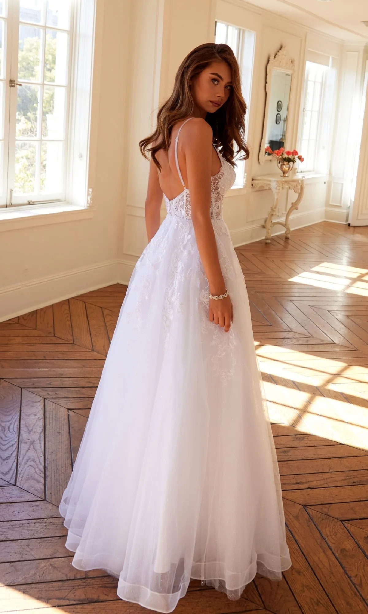 Long Off-White Prom Dress: Juliet JT2482SW sold by PromGirl product image thumbnail 4