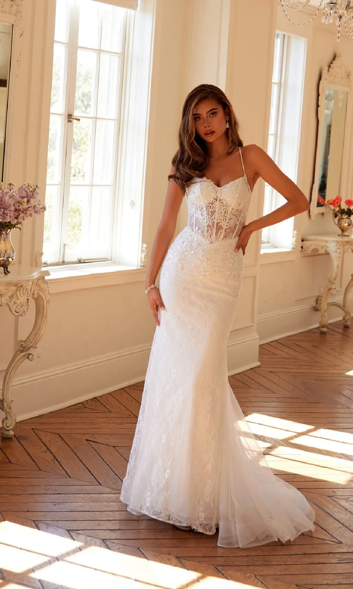 Long White Bridal Dress: Juliet JT2481UW sold by PromGirl