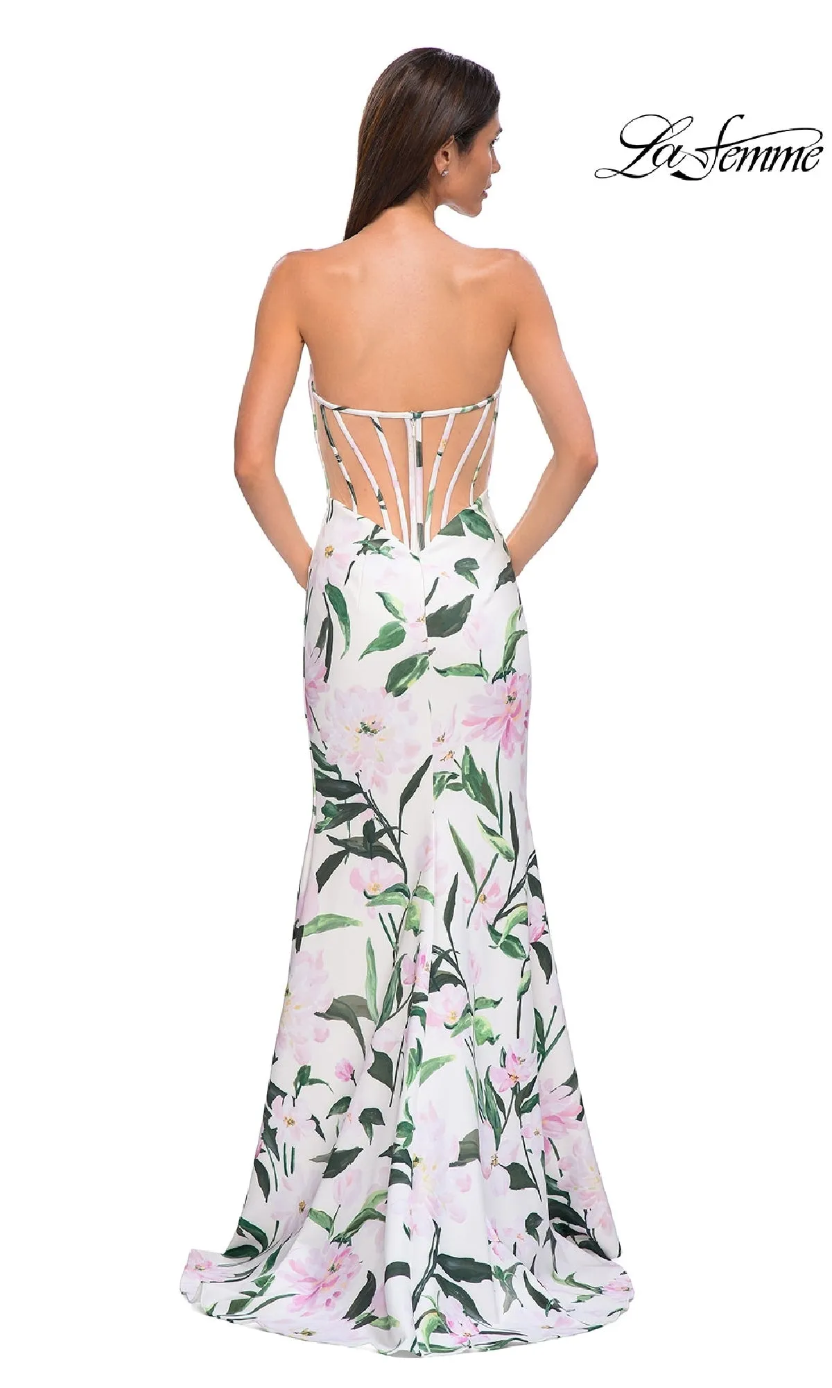Strapless Long Print Prom Dress: La Femme 32752 sold by PromGirl product image thumbnail 5