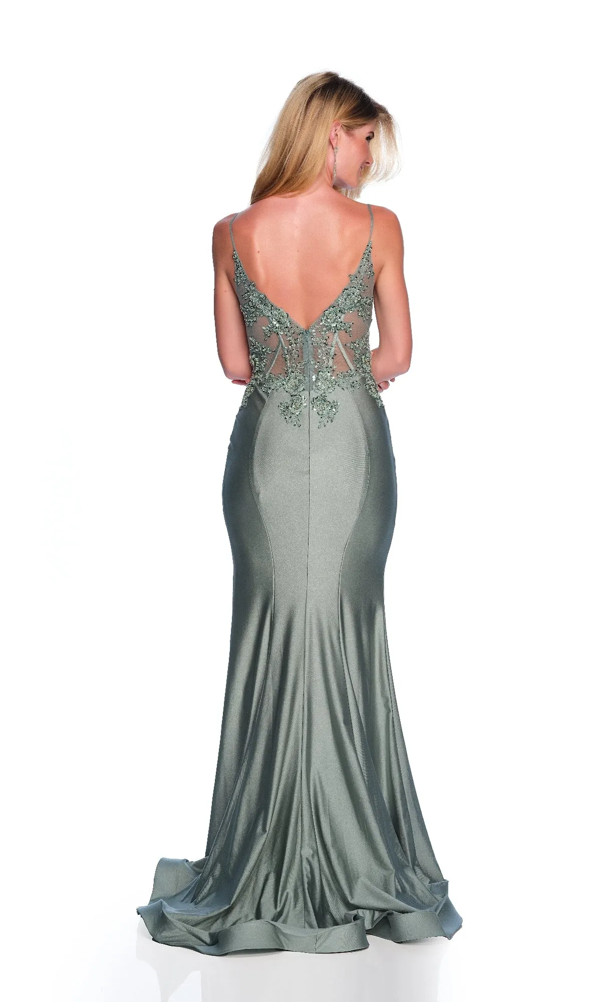 Sheer-Waist Long Prom Dress: Dave & Johnny A10442 sold by PromGirl product image thumbnail 5