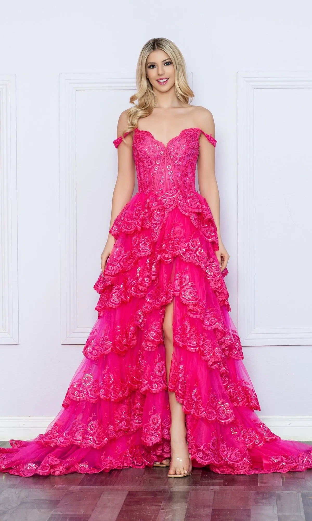 Nox Anabel Off-the-Shoulder Lace Prom Dress R1299 sold by PromGirl product image thumbnail 3