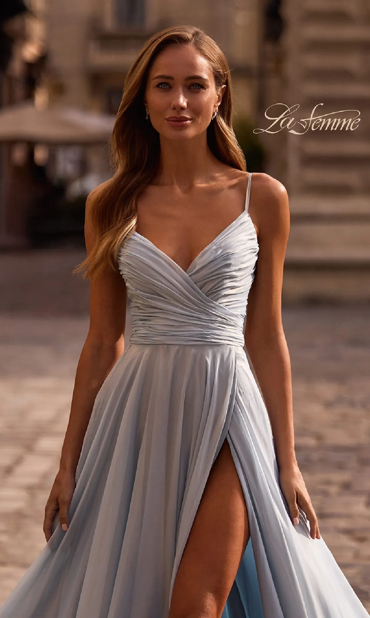 Metallic Chiffon Long Prom Dress: La Femme 33043 sold by PromGirl product image thumbnail 3
