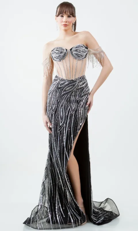 Long Beaded Prom Dress: Cinderella Couture 8147J sold by PromGirl