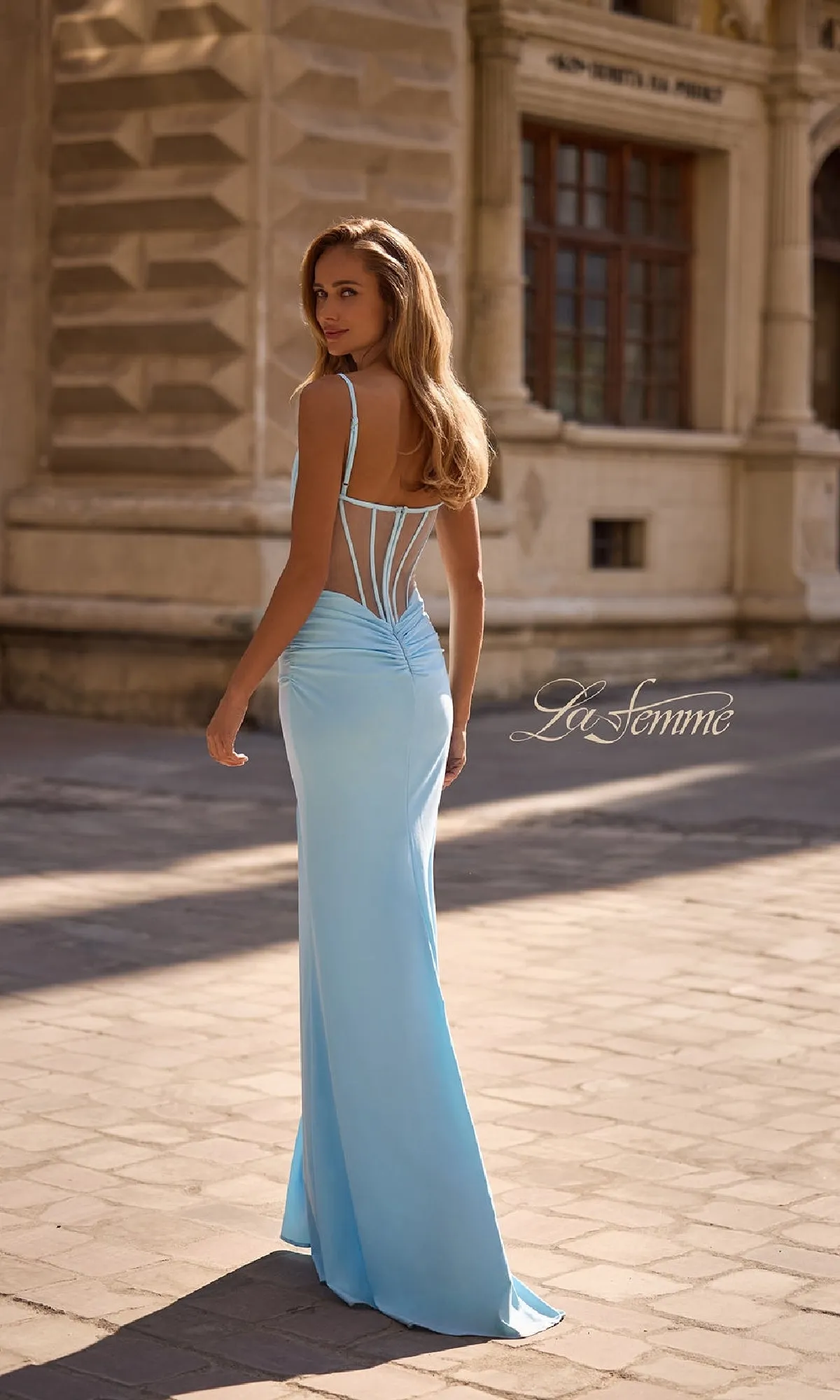 Long Jersey Corset Prom Dress: La Femme 32962 sold by PromGirl product image thumbnail 5