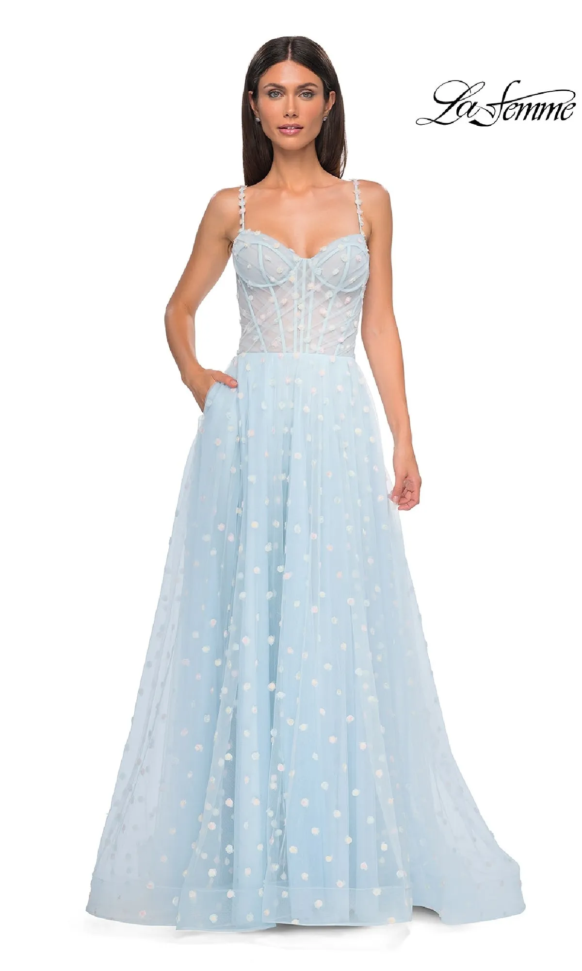 Polka-Dot Long Prom Ball Gown: La Femme 32716 sold by PromGirl product image thumbnail 3