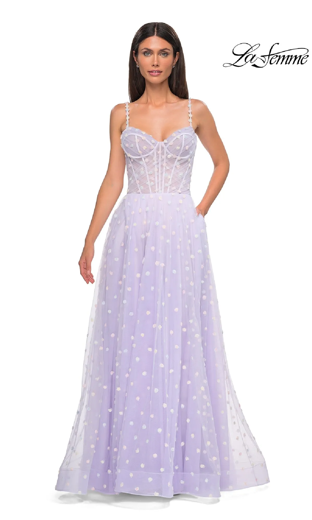 Polka-Dot Long Prom Ball Gown: La Femme 32716 sold by PromGirl product image thumbnail 4