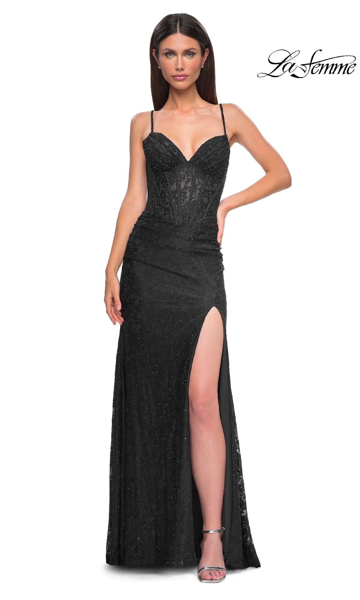 Sheer-Waist Long Beaded Prom Dress: La Femme 32947 sold by PromGirl product image thumbnail 3