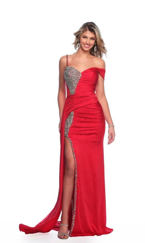 Long Red Prom Dress: Dave & Johnny 11728 sold by PromGirl