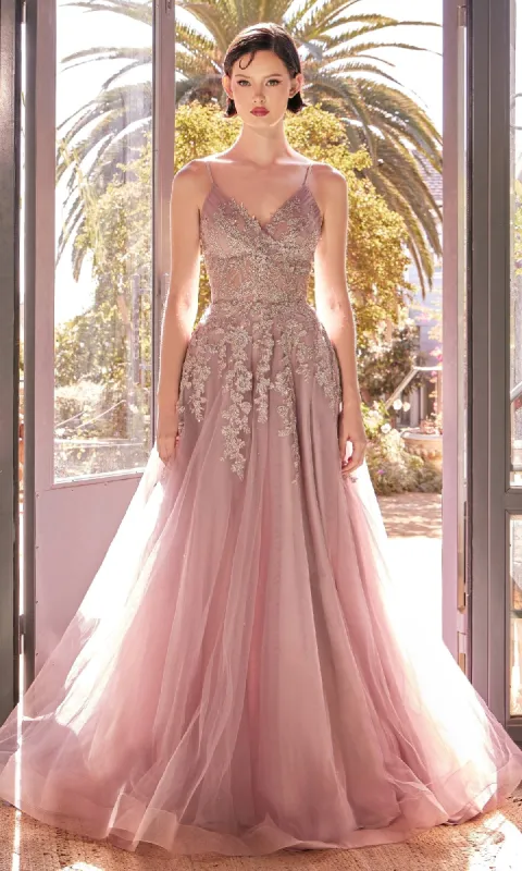 Lace-Up Long A-Line Prom Dress: Andrea & Leo A1416 sold by PromGirl