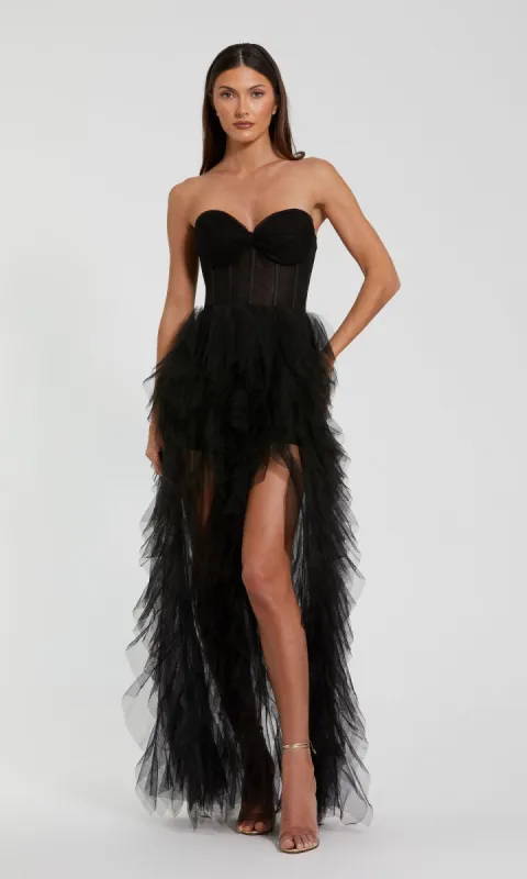 Strapless Ruffled Long Prom Dress: Mac Duggal 27532 sold by PromGirl